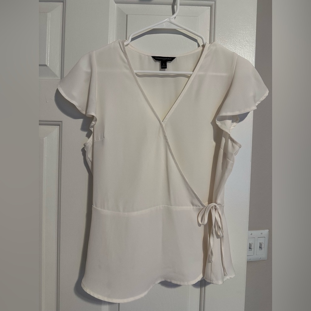 White Banana Republic Wrap Blouse